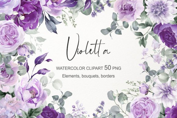 Download Purple Watercolor Flowers Clipart PNG - Watercolor Collection