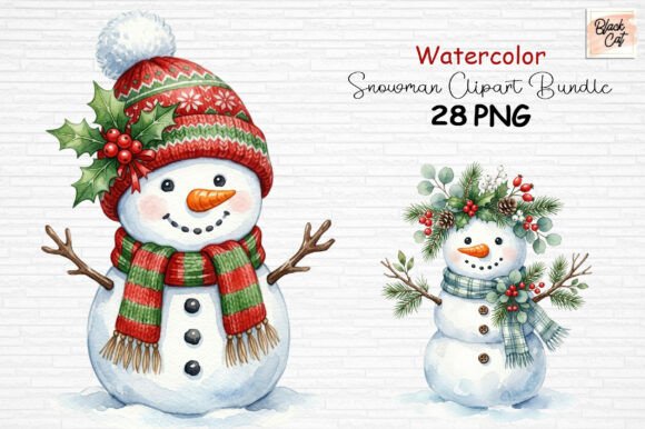 Download Watercolor Snowman Clipart Bundle PNG - Watercolor Collection