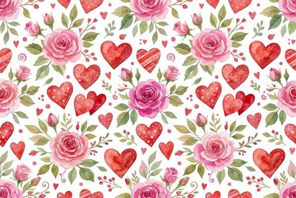 Download Romantic Watercolor Hearts and Flowers - Watercolor Collection