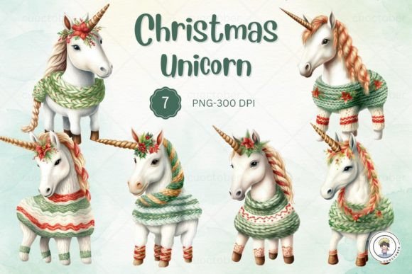 Download Watercolor Christmas Unicorn Clipart - Watercolor Collection