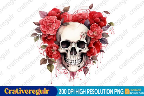 Download Watercolor Skull Valentine Clipart - Watercolor Collection
