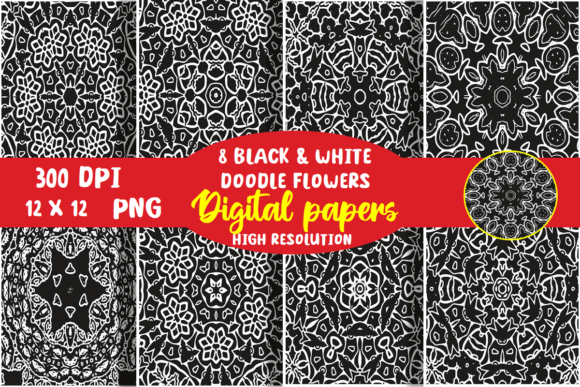 Download Black and White Doodle Digital Paper - Black and white doodle Collection