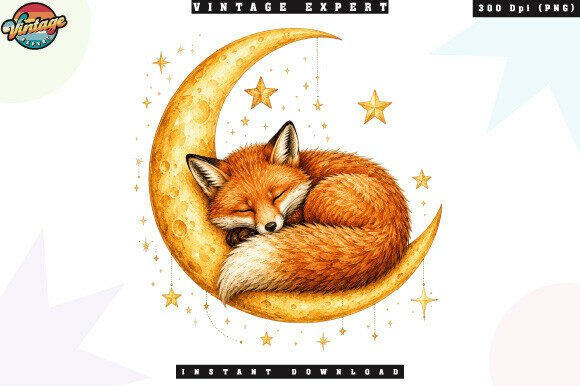 Download Sleeping Fox on Crescent Moon PNG - Moon png Collection