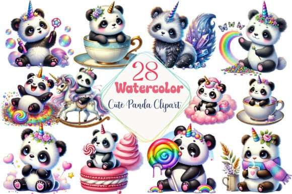 Download Watercolor Cute Panda Clipart - Watercolor Collection