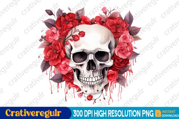 Download Watercolor Skull Valentine Clipart - Watercolor Collection
