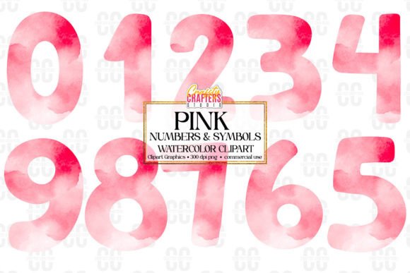 Download Pink Watercolor Numbers &amp; Symbols - Watercolor Collection