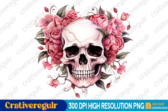 Download Watercolor Skull Valentine Clipart - Watercolor Collection