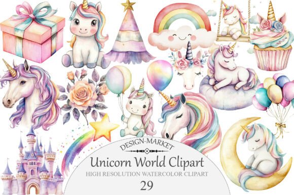 Download Watercolor Unicorn World Clipart - Watercolor Collection