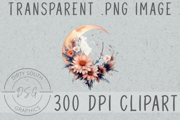 Download Floral Watercolor Moon Clip Art - Watercolor Collection